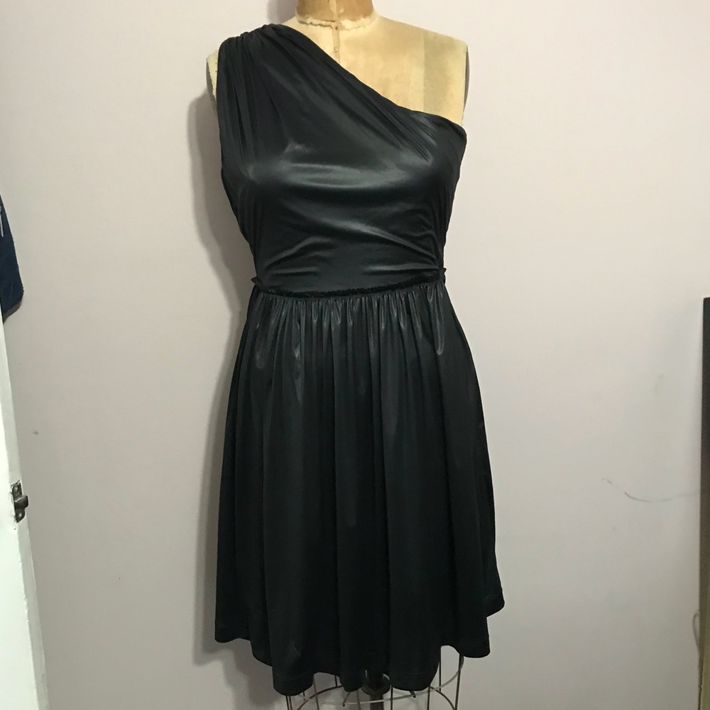 Kenneth Cole Asymmetrical Leather-look Dress LG